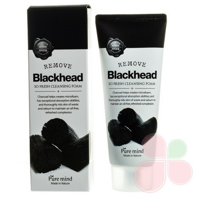 PURE MIND Пенка для умывания от черных точек с углем Premium Blackhead So Fresh Cleansing Foam